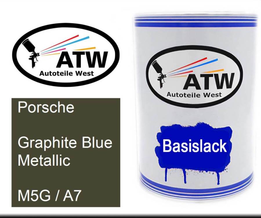 Porsche, Graphite Blue Metallic, M5G / A7: 500ml Lackdose, von ATW Autoteile West.